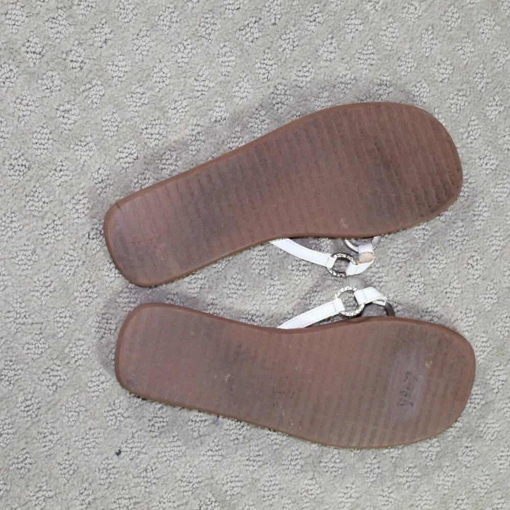 Yellow Box White and Brown T-Strap Sandals with Silver Accents - Picture 6 of 6